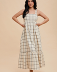 Cotton Grid Bow Maxi
