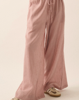 Stripe-Print Woven Wide-Leg Drawstring Pants