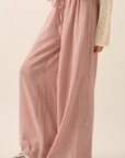 Stripe-Print Woven Wide-Leg Drawstring Pants