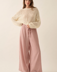 Stripe-Print Woven Wide-Leg Drawstring Pants