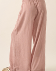 Stripe-Print Woven Wide-Leg Drawstring Pants