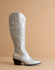 The Samara Silver | Embroidered Western Tall Boot