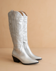 The Samara Silver | Embroidered Western Tall Boot