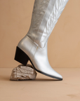 The Samara Silver | Embroidered Western Tall Boot