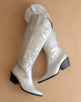The Samara Silver | Embroidered Western Tall Boot