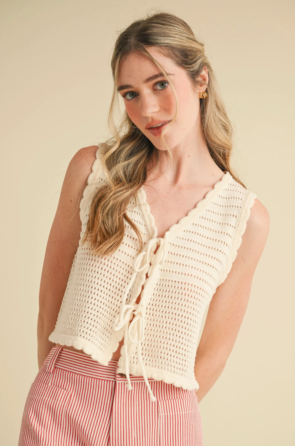 *SALE ITEM * Cari Front Tie Sweater Vest