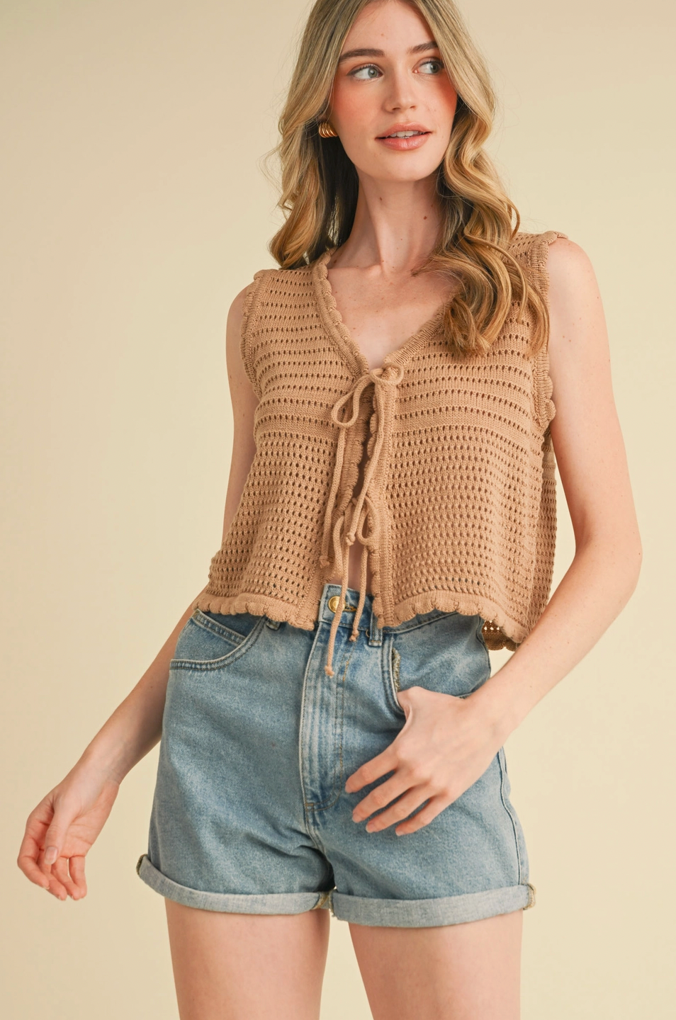 *SALE ITEM * Cari Front Tie Sweater Vest