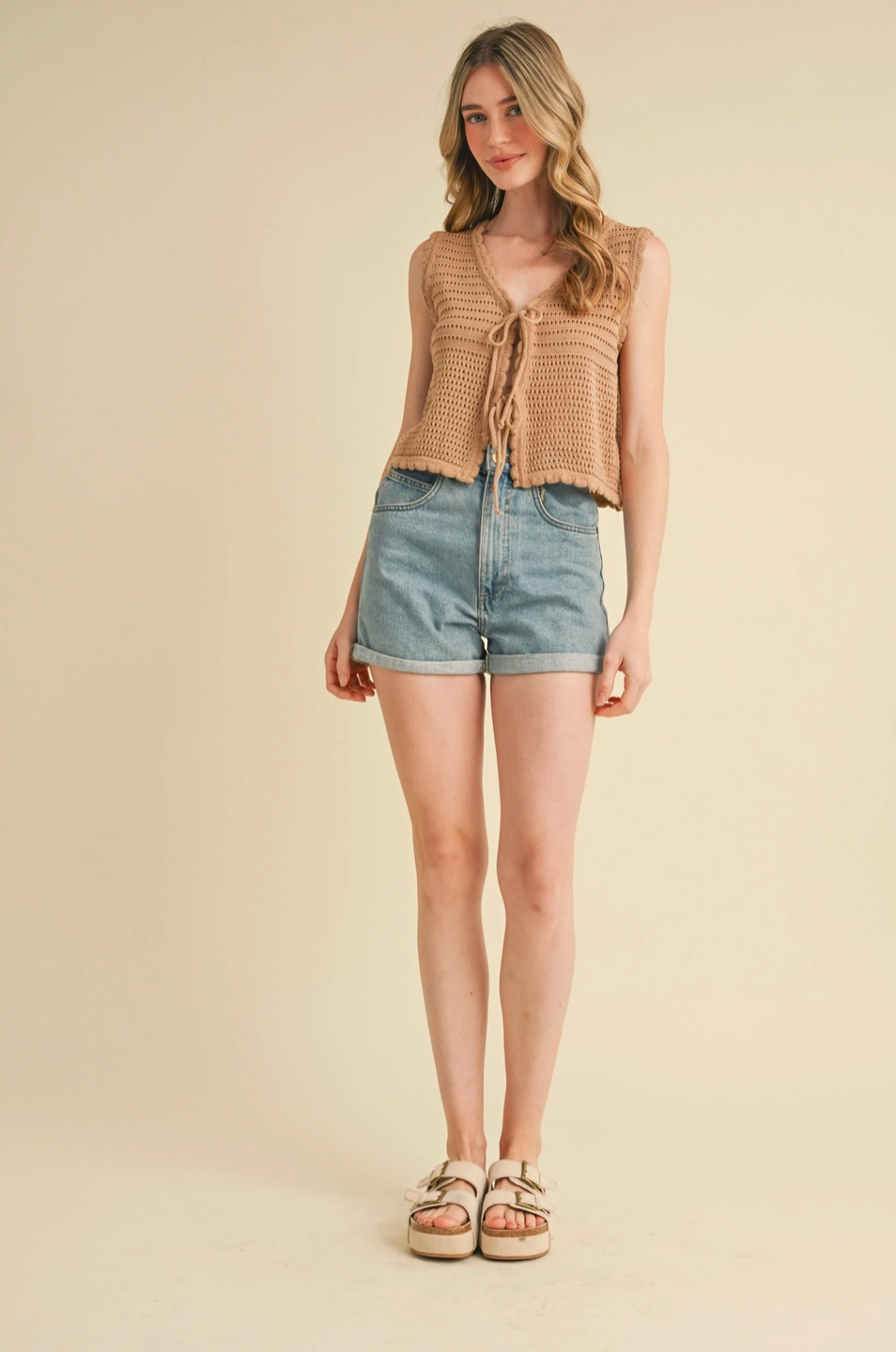 *SALE ITEM * Cari Front Tie Sweater Vest