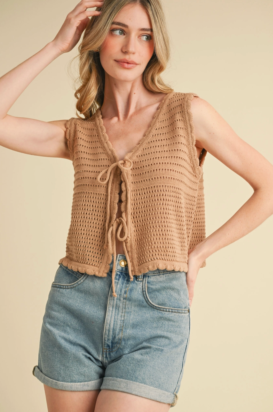 *SALE ITEM * Cari Front Tie Sweater Vest