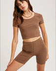*SALE* Brown Relax Ribbed Biker Lounge Set
