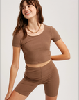 *SALE* Brown Relax Ribbed Biker Lounge Set