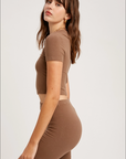 *SALE* Brown Relax Ribbed Biker Lounge Set