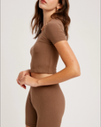 *SALE* Brown Relax Ribbed Biker Lounge Set