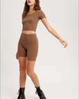 *SALE* Brown Relax Ribbed Biker Lounge Set