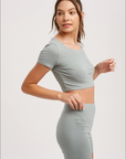 Sage Relax Ribbed Biker Lounge Set