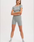 Sage Relax Ribbed Biker Lounge Set