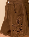 Embroidered Scalloped Shorts