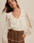 Delicate Embroidered Lace Blouse
