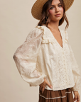 Delicate Embroidered Lace Blouse
