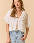 V-Neck Blouse with Trim Detail