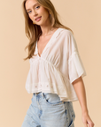 V-Neck Blouse with Trim Detail