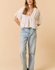 V-Neck Blouse with Trim Detail