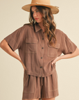 Brownie Button Up Boxy Shirt and Shorts Set