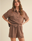 Brownie Button Up Boxy Shirt and Shorts Set
