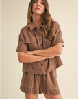 Brownie Button Up Boxy Shirt and Shorts Set