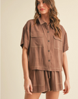 Brownie Button Up Boxy Shirt and Shorts Set