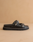 The Effie | Black Double Western Buckle Slides