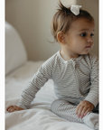 Taupe Double Stripe Bamboo Romper