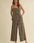 Leopard Cami with Side Vent and Wide Ankle Pants