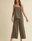 Leopard Cami with Side Vent and Wide Ankle Pants