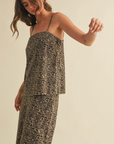 Leopard Cami with Side Vent and Wide Ankle Pants