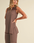 Sleeveless Striped Sweater Knit Top and Pants Set