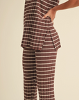 Sleeveless Striped Sweater Knit Top and Pants Set