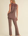 Sleeveless Striped Sweater Knit Top and Pants Set