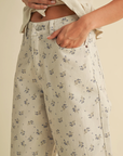 Vintage Floral Denim Pants