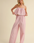 Striped Poplin Cropped Cami and Pants Set