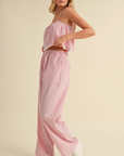 Striped Poplin Cropped Cami and Pants Set