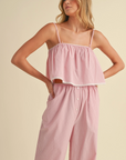 Striped Poplin Cropped Cami and Pants Set