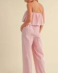 Striped Poplin Cropped Cami and Pants Set