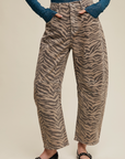 Zebra Print Barrel Jeans