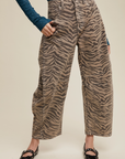 Zebra Print Barrel Jeans