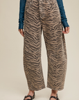 Zebra Print Barrel Jeans