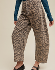Zebra Print Barrel Jeans