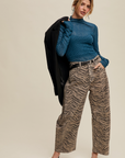 Zebra Print Barrel Jeans