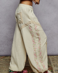Vintage Washed Embroidery Trim Point Jogger Pants