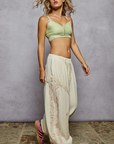 Vintage Washed Embroidery Trim Point Jogger Pants
